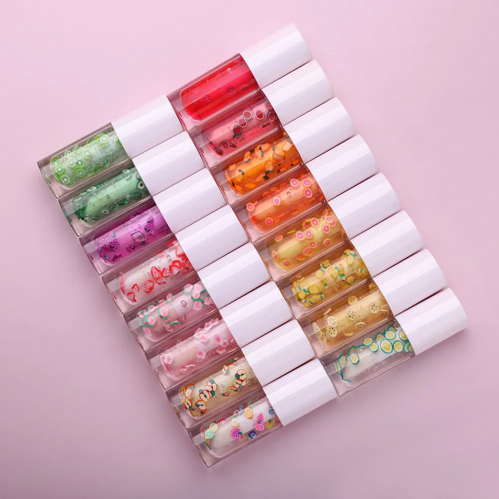 Private Label Wholesale Vegan Crystal Makeup Fruit Flavor Lipgloss Cute Lip Balm Oil
