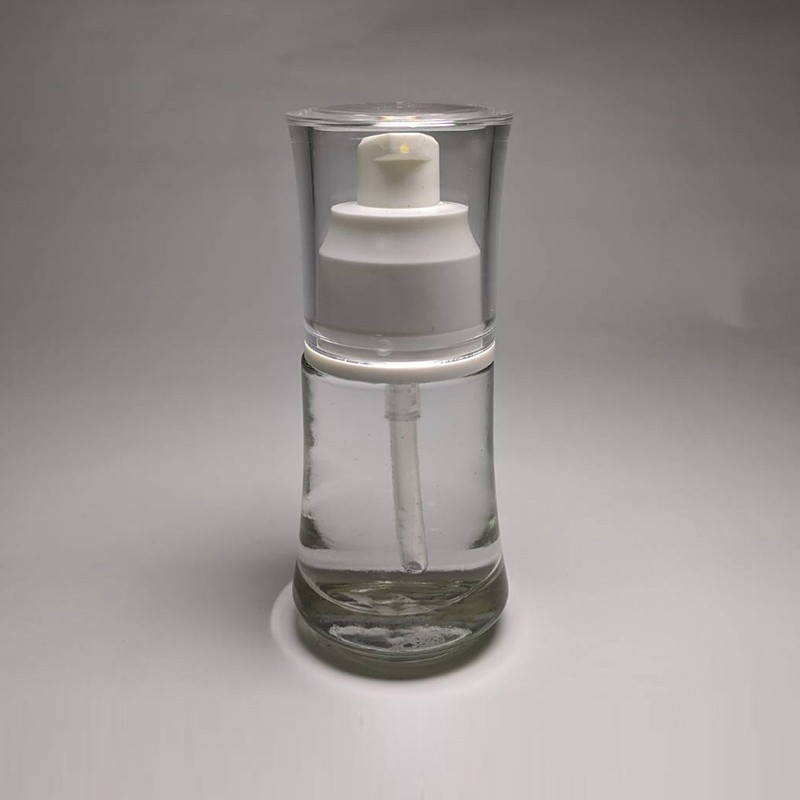 Custom Color 30ml Foundation Glass Bottle 20/410 Plastic Lotion Pump Transparent Cap