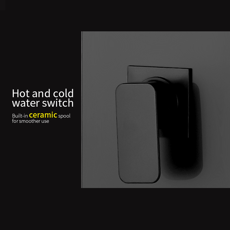 Tiema Shower Panel Aluminum in Black Luxury Thermostatic Shower Column