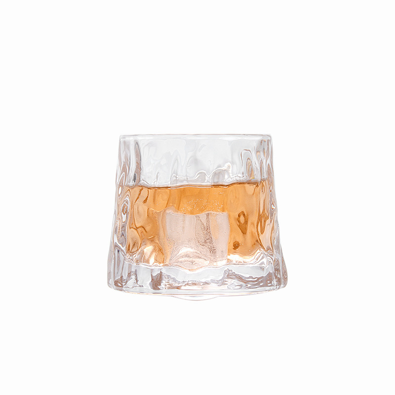 Creative Custom Logo Boxes Relief Decompression Embossed Crystal Whisky Glass Cup Rotating Whiskey Glasses Sets