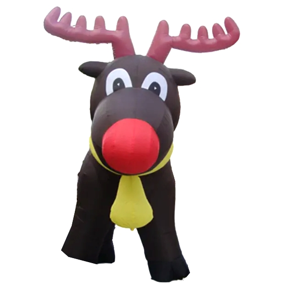 Personalized Christmas Character Model White Inflatable Reindeer 5m Winter Cartoon Animal Mascot Blow up Deer Balloon for Yard