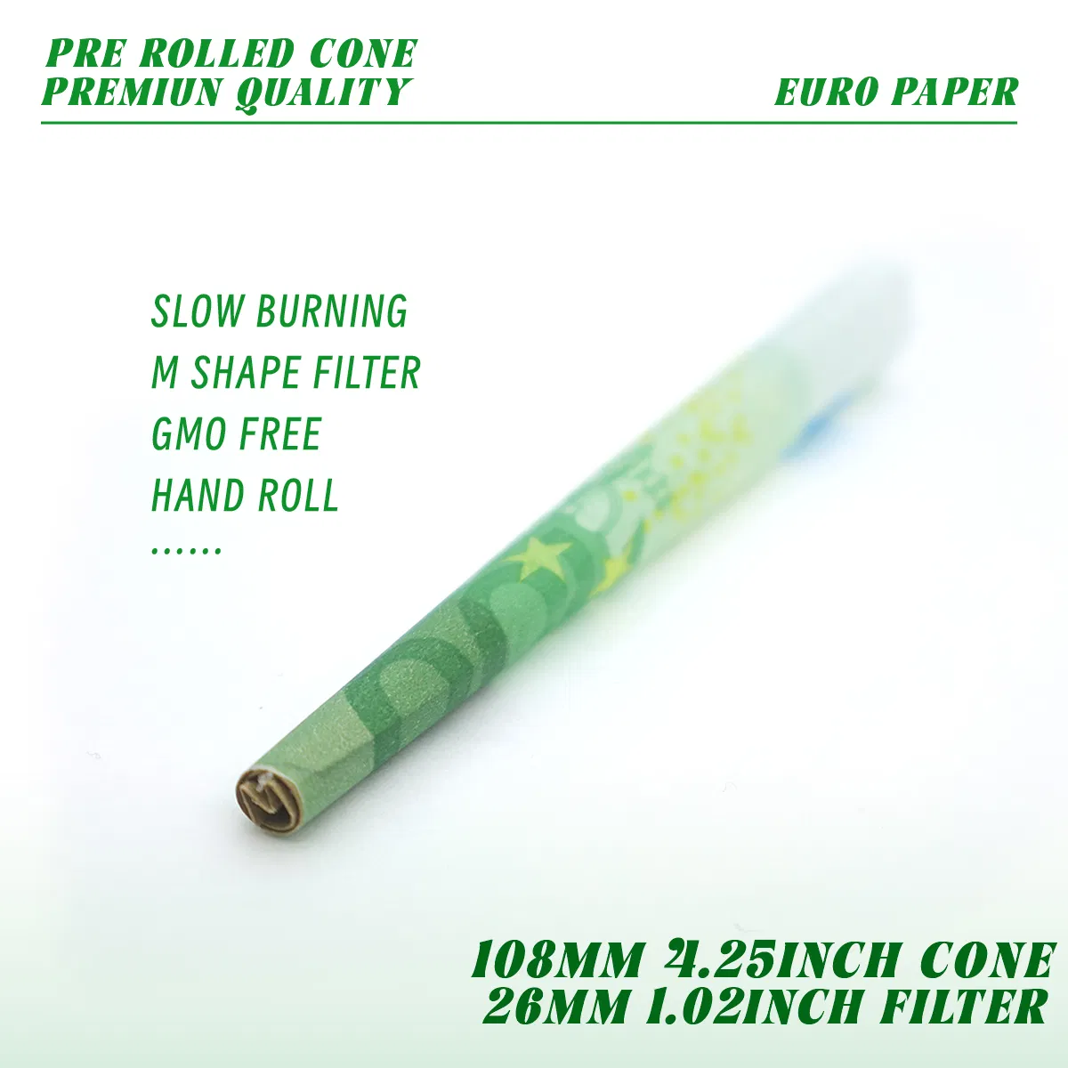 Euro Rolling Paper Herb Smoking Accessories Pre-Rolled Cone 50 PCS Per Jar