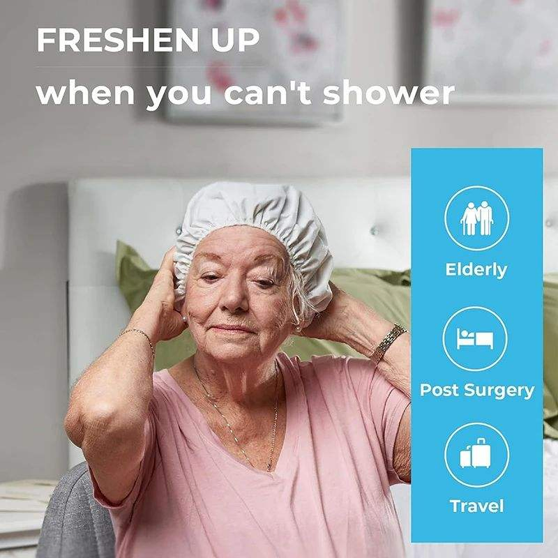 2024 Hot Selling Non Woven Fabric No Rinse Shampoo Cap Disposable Rinse Free Hair Cap Wet or Dry Needled Punched for Elderly