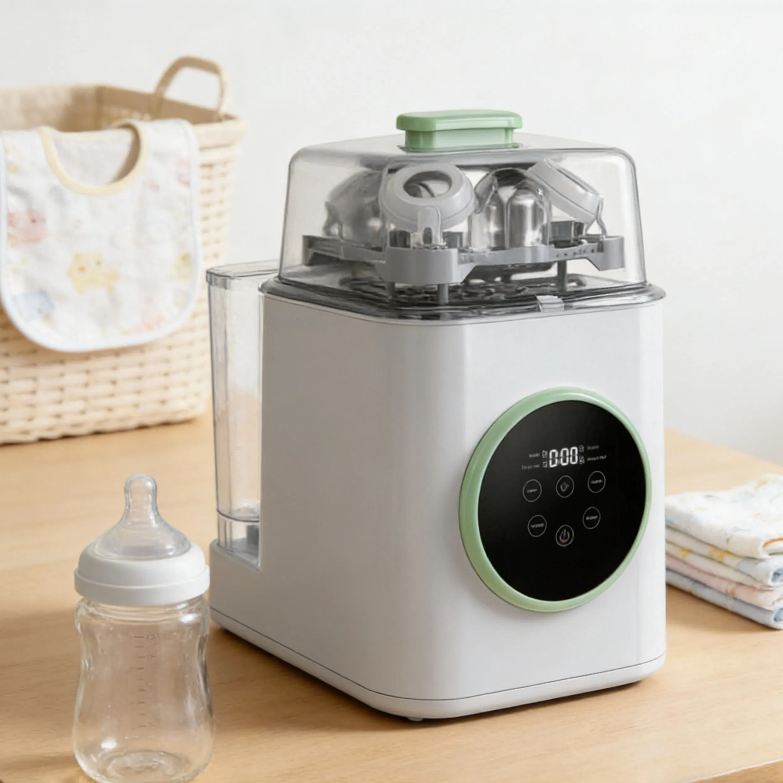 Longbank New 4 in 1 Food Grade LED Electric 12.7L Automatic 4 Sets Baby Bottle Washer Sterilizer Dryer Storage Cleaner Machine