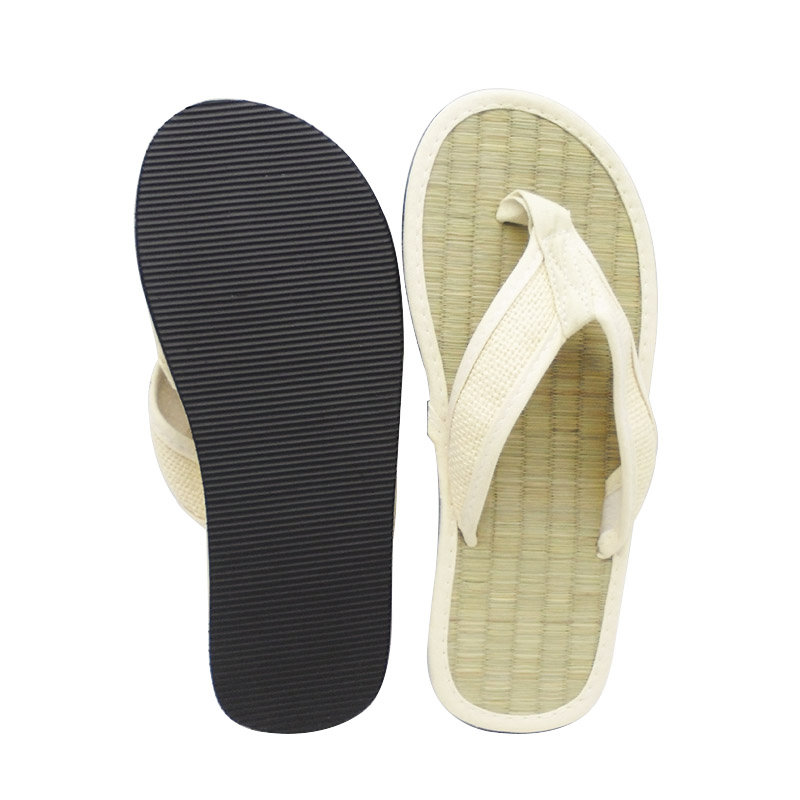 Biodegradable Flip Flops Grass Woven Sandals EVA Sole Straw Disposable Hotel Slippers