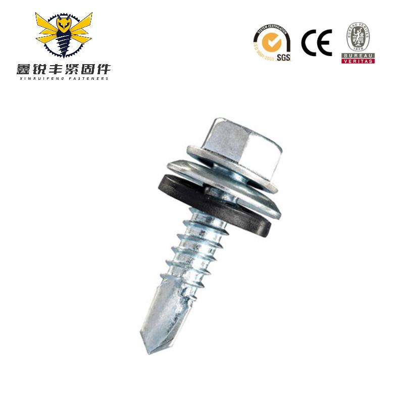Galvanized Metal Hexagon Head Tek Wood Stainless Steel Hex Self Drilling Tapping Screw with EPDM Washers Roofing Screw