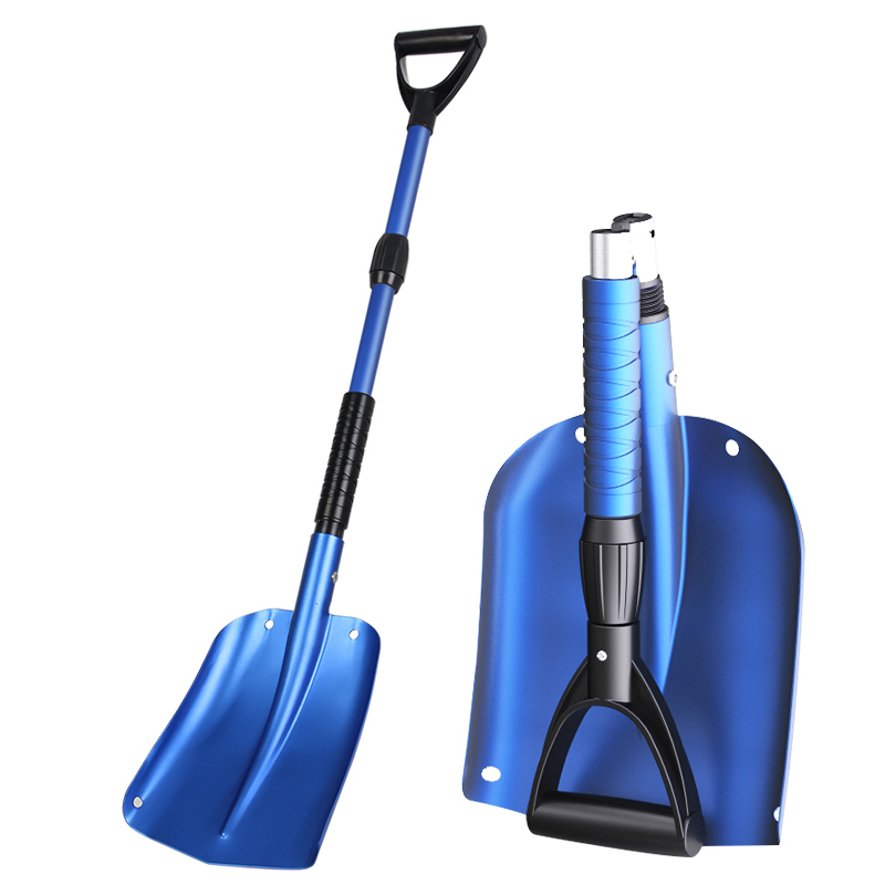 Heavy Duty Telescopic Folding Snow Shovel D-Grip Handle for Driveway Home Garage Road Snow Removal