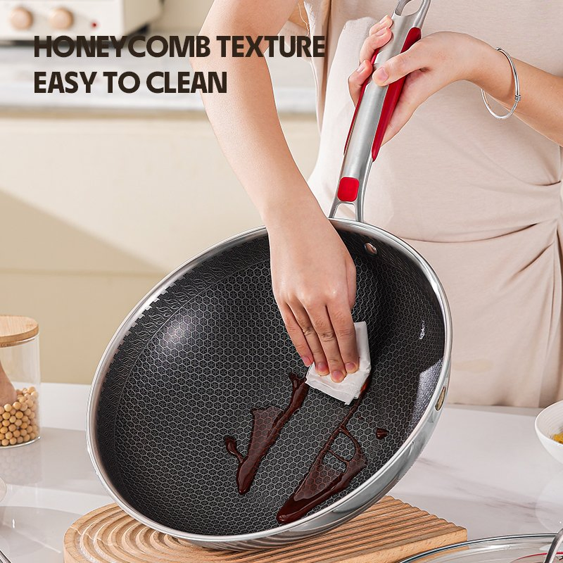 Honeycomb Non Stick 304 Frying Pan Kitchenware Stainless Steel Non Stick Frying Pan