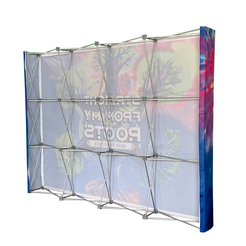 7.5*7.5FT Tension Fabric Pop up Display Stand Trade Show Holder Backdrop Portable Aluminum for Booth Exhibition Wedding Event