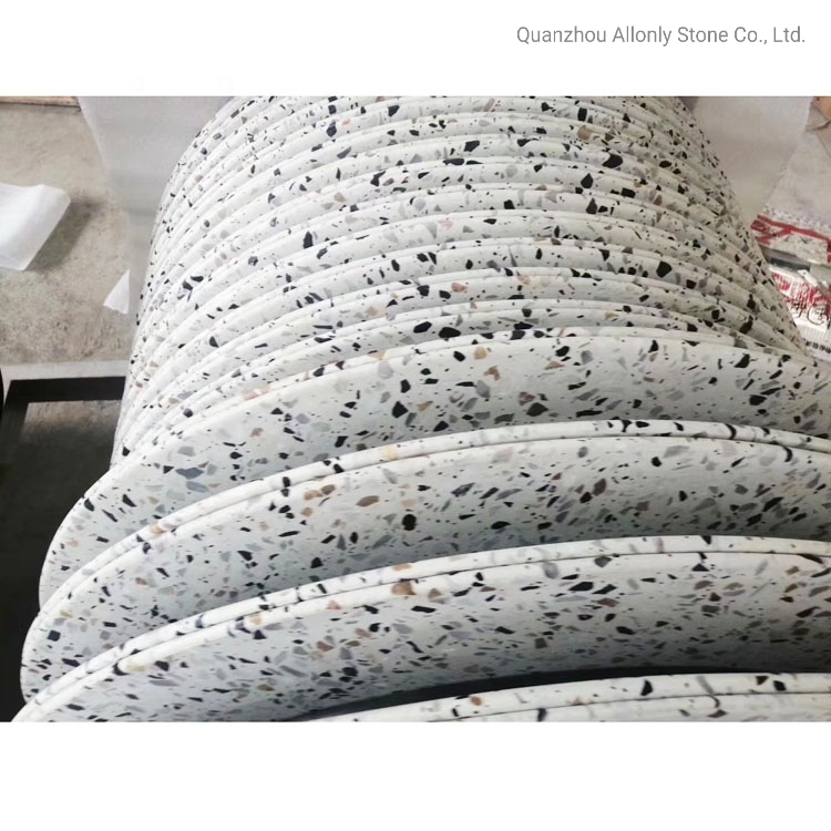 42" Round Black and White Terrazzo Stone Table Top