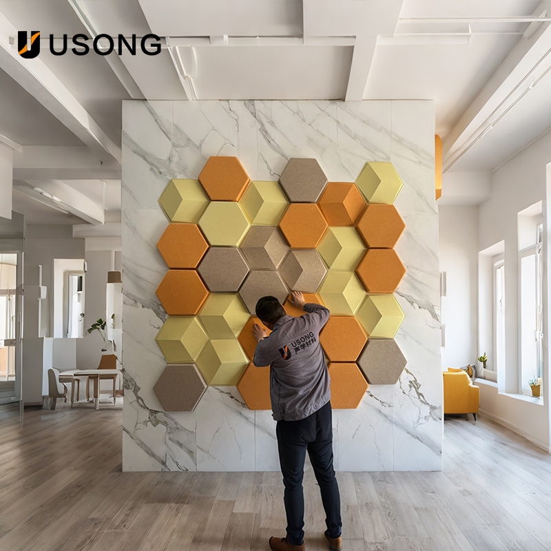 Fire-Resistant Hexagonal Acoustic Panel - Usong Polyester Fiber 300mm