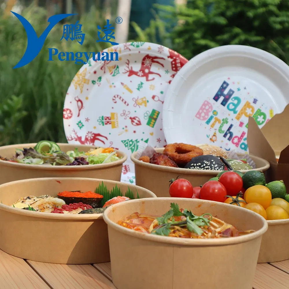 Disposable Kraft Paper Bowl 750ml 1000ml Salad Bowl Waterproof Oil Resistant Paper Bowl