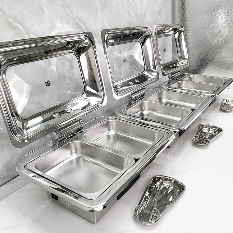 Sliver Electric Heating Stainless Steel Chafing Dish Buffet Food Warmer Buffet Stove for Hotel