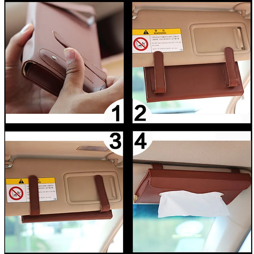 Sun Visor Tissue Holder PU Leather Car Napkin Holder Car Visor with Tissue Holder