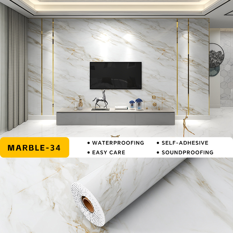Hot Selling Chinese Style Waterproof Marble Design PVC Wallpaper for Home Decor