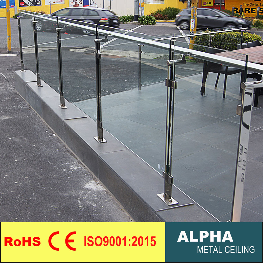 Metal Glass Balustrade System Stairs Railings Stainless Steel Frameless Glass Railing