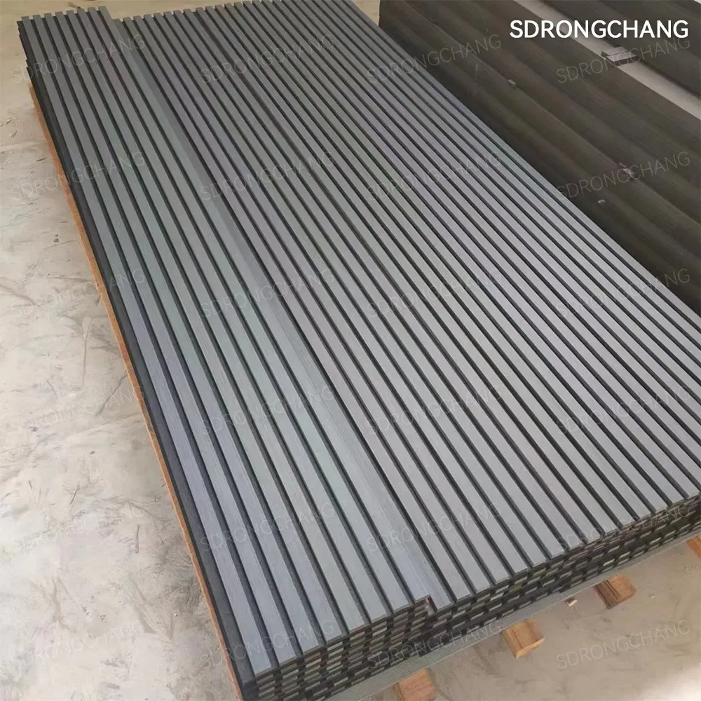 Rongchang 600X2400mm 100% Polyester Fiber Groove Wooden Slat Wall Akupanel Acoustic Panel