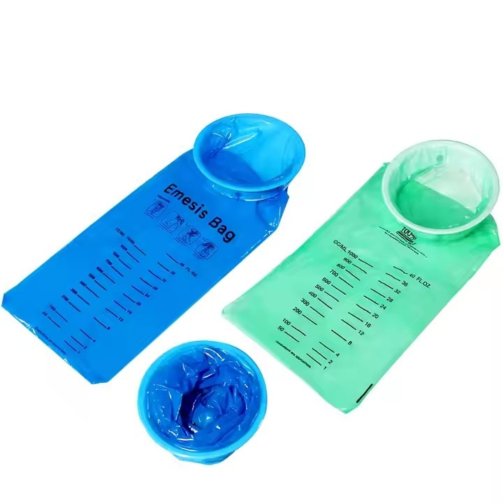Custom Disposable Plastic Blue Car Air Sickness Vomit Bag Medical Emesis Bag