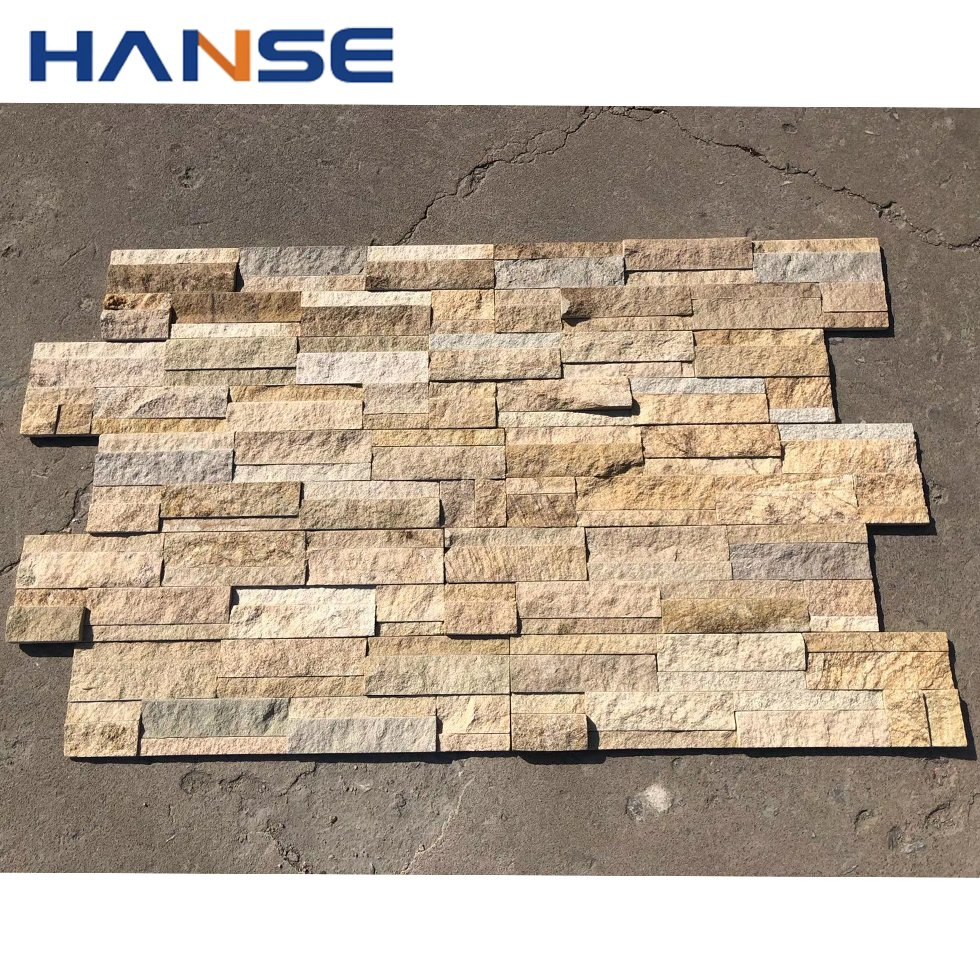 Yellow Split Face Stone Slate for Interior House Cladding for Building Material/Interior/Exterior Wall