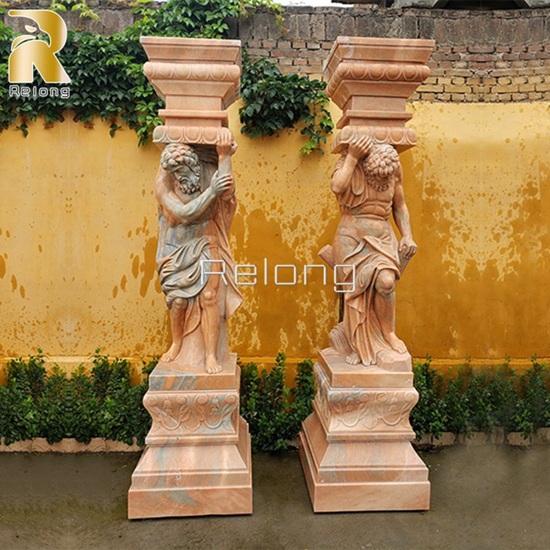 New Design Architectural Stone Pillar Hand Carved Natural Luxury Marble Column with Lady Sculpture Supplier