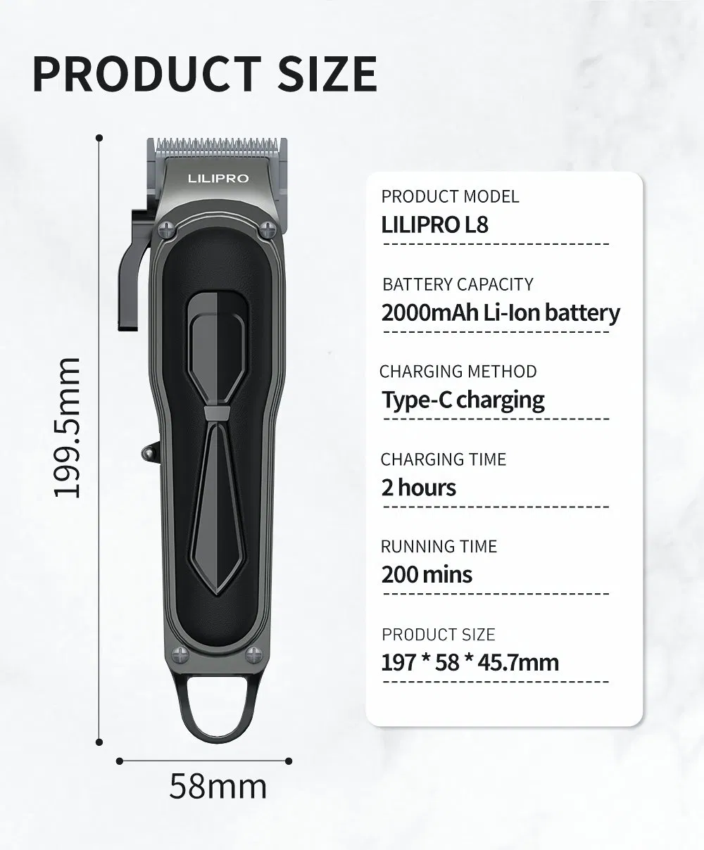 Lilipro L8 Professional Cordless Hair Clipper with LCD Digital Display Og Electricity