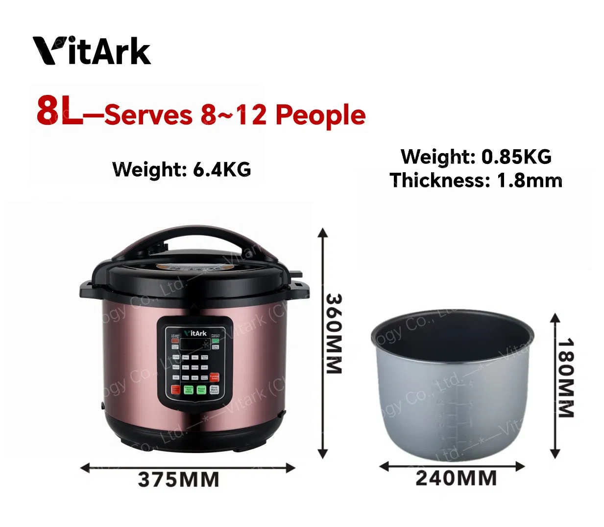 8L Kitchen Appliance Big Size Hotel Catering Commercial Intelligent Industrial Electric Pressure Cooker Large Capacity Source Factory