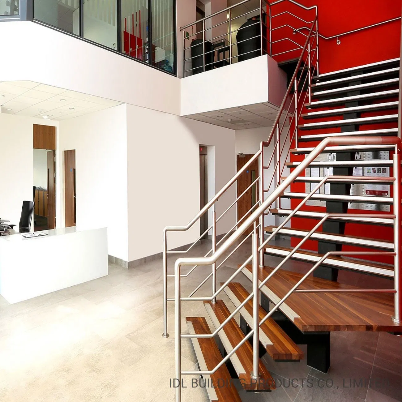 Modern Mono Stringer Staircase Design Stainless Steel Solid Rod Bar Staircase Railing Balustrate Balcony Terrace Railing