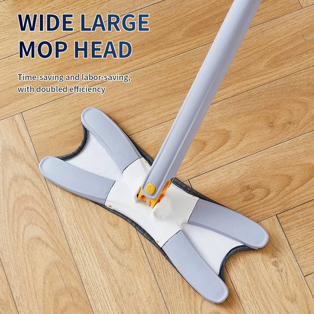 High Efficiency Flat Mop Microfiber Pad Stainless Steel Telescopic Handle Mop