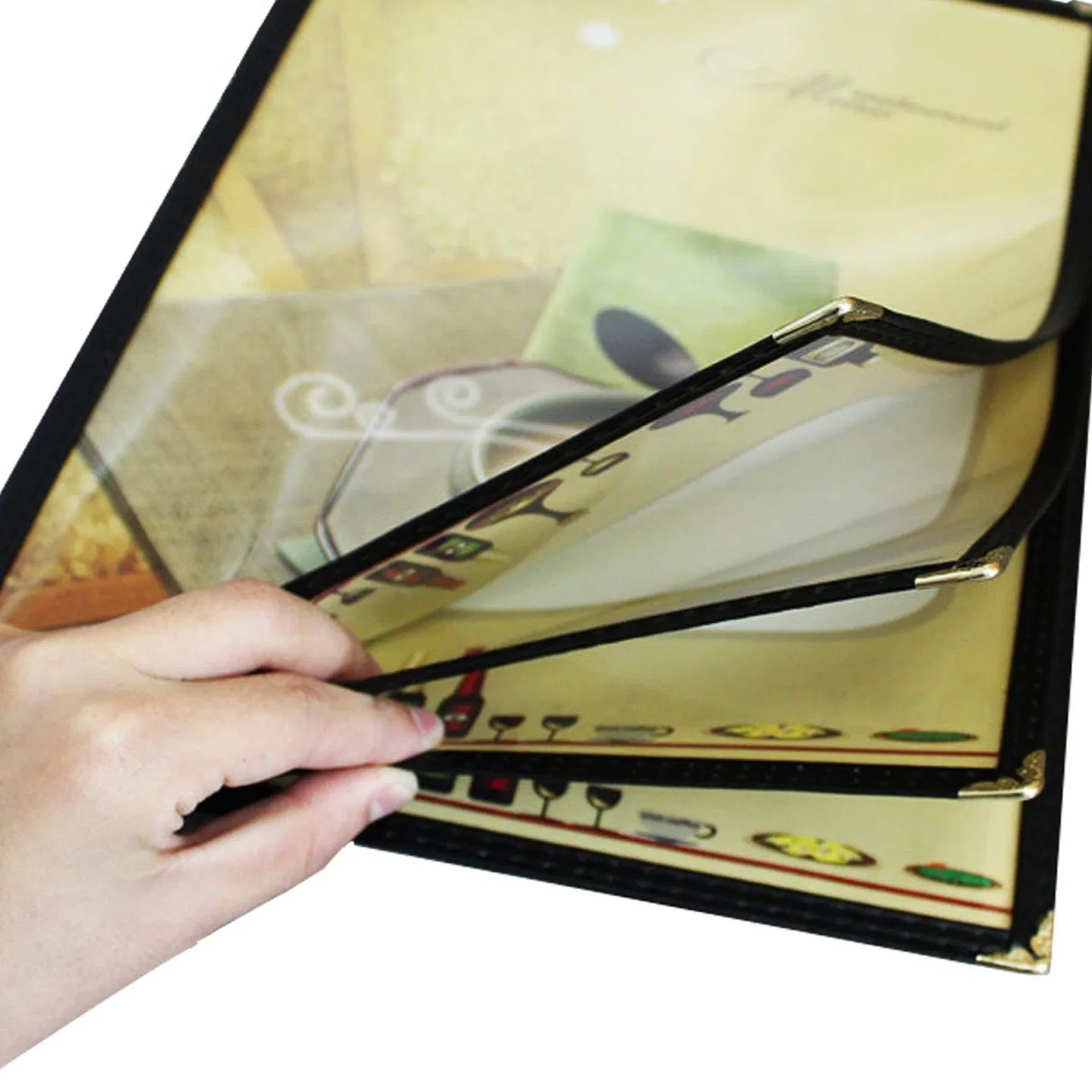 Restaurant Fashion Western Food Menu Plastic Single Page Folder Transparent PVC Covers