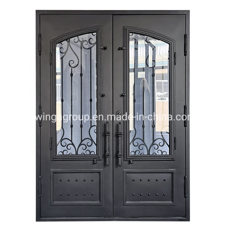 USA Eyebrow Home Wrought Iron Steel Metal Entry Double Door