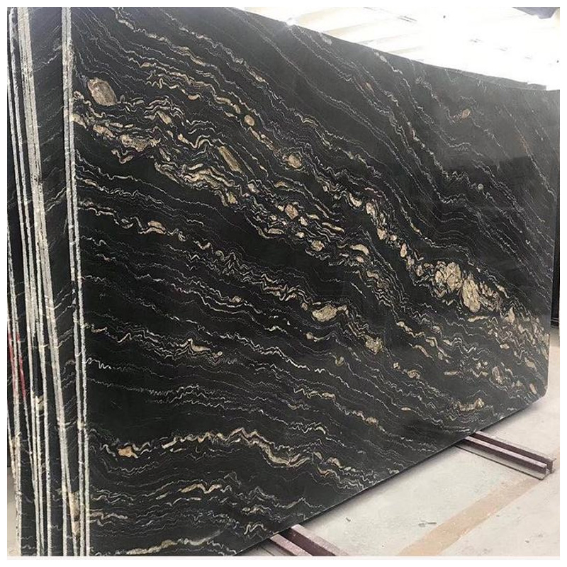 Brazilian Black and Gold Portoro Quartzite Slabs for Countertops