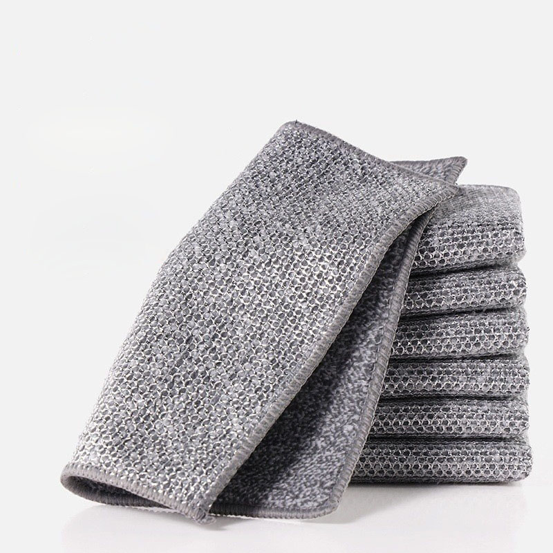 Esun Multifunctional Dish Towel Kitchen Stove Wash Double-Sided Silver Wire Dish Cloth for Cleaning Dishes