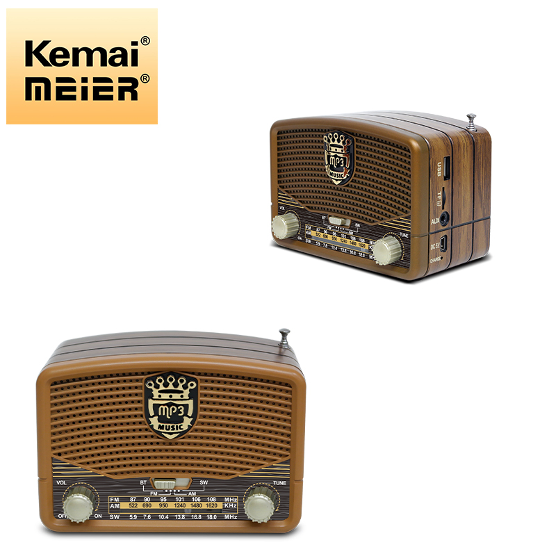 Factory Price Retro Multi Band Wooden Rechargeable Radio with Wireless Link USB MP3 Player Function