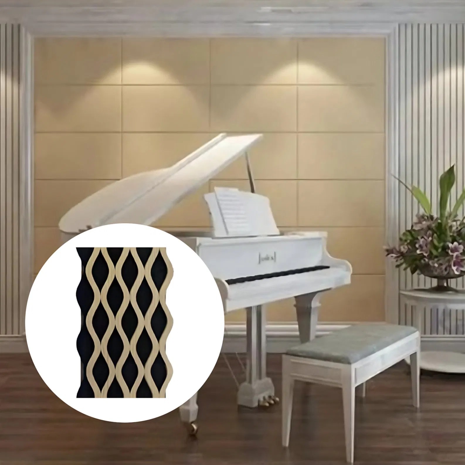Durable Fade Resistant Modern Wooden Acoustic Wall Panel Eco Friendly High Density MDF for Sunrooms