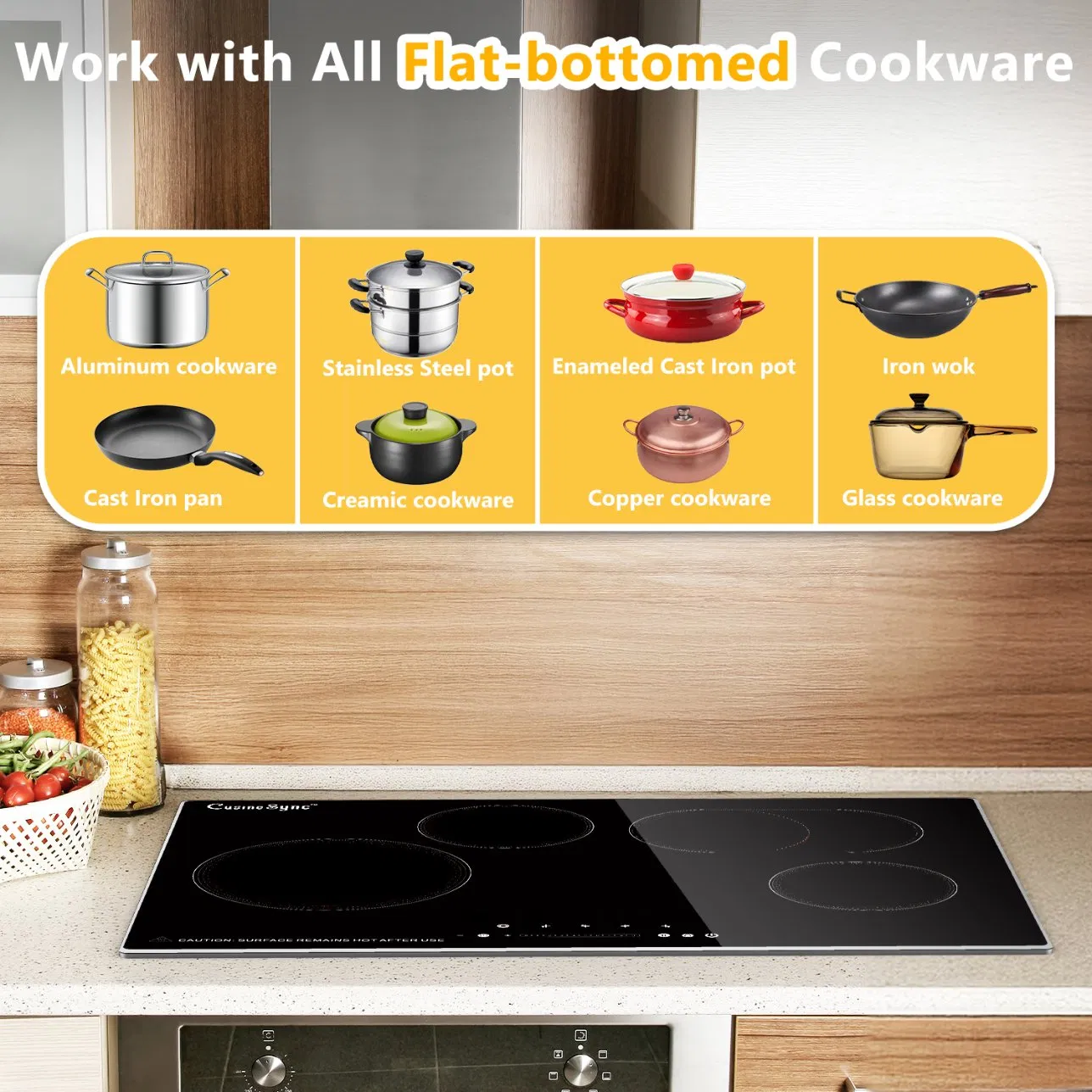 30 Inch Electric Cooktop 4 Burner, 7200W Built-in Stove Top Burner with Sensor Touch Control, Radiant Electric Ceramic Cooktop with Safety Lock, 9 Level Power,