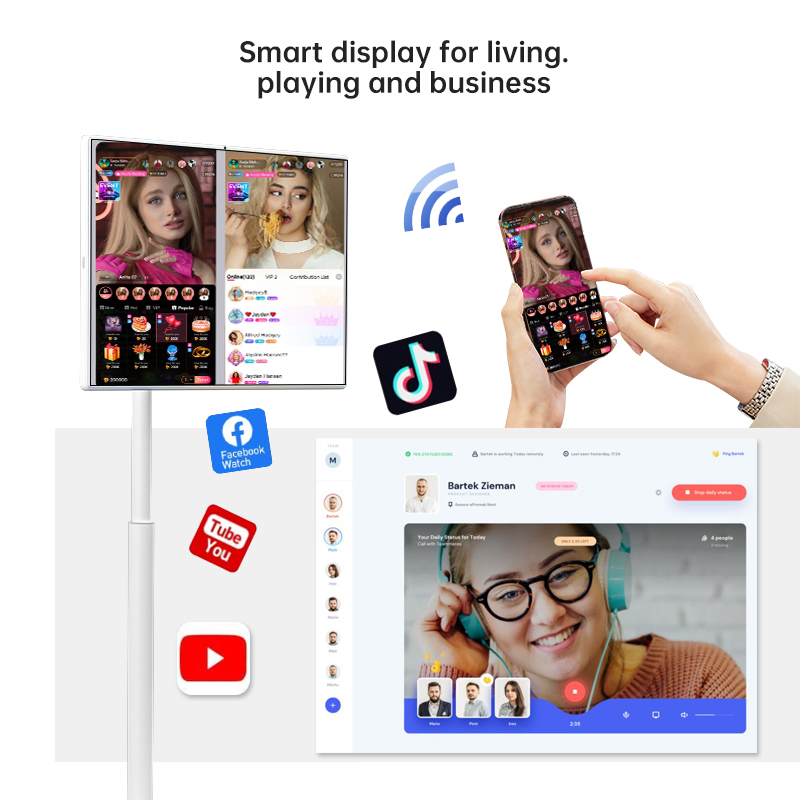 Floor Standing 21.5-Inch Touch Display Smart TV for Work and Play