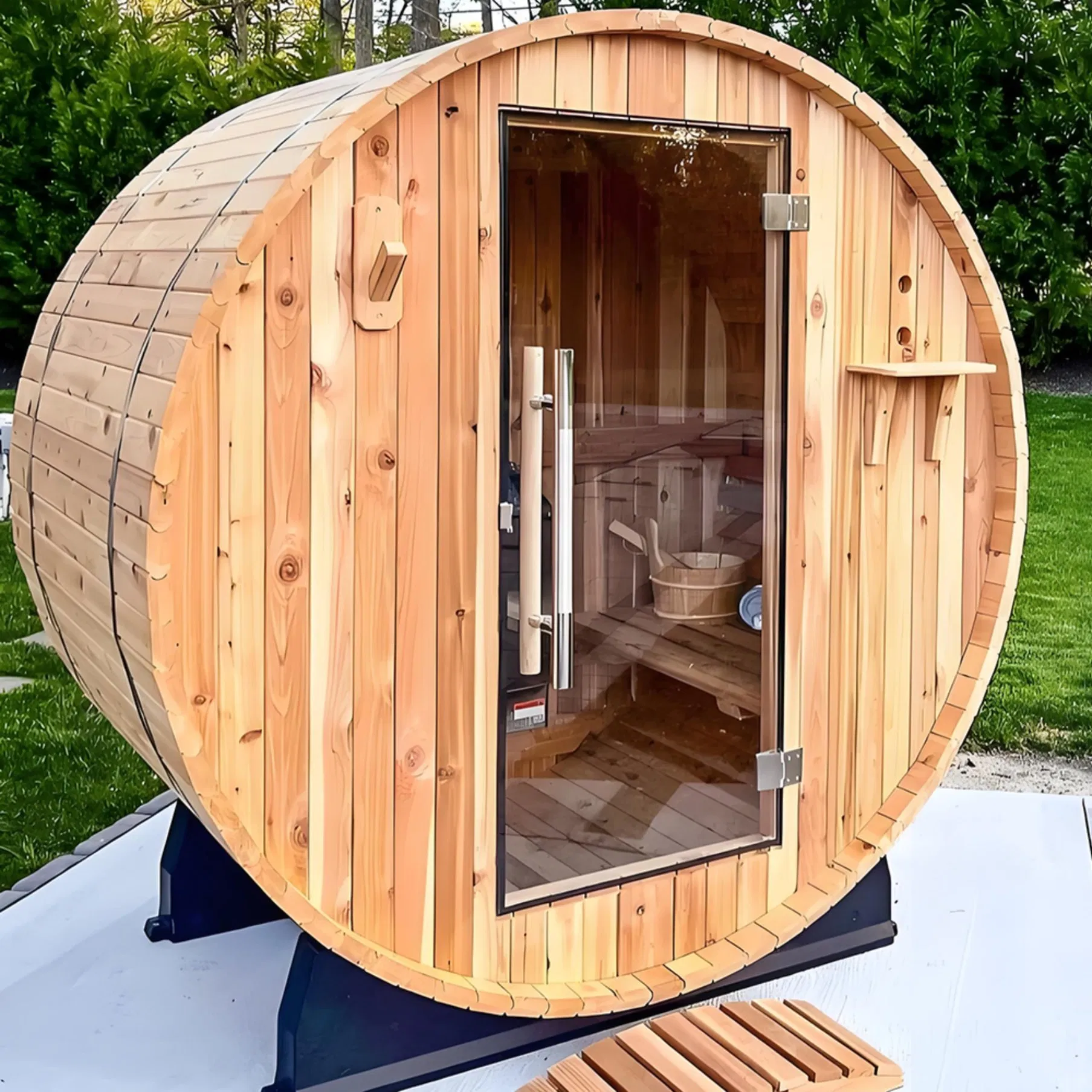 Бочка-сауна из красного кедра Boda с печью