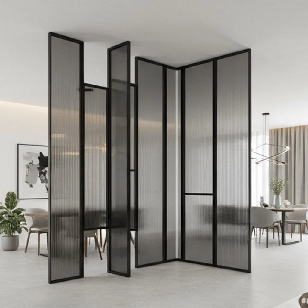 Artistic Black Straight Lines Frosted Glass Bathroom Glass