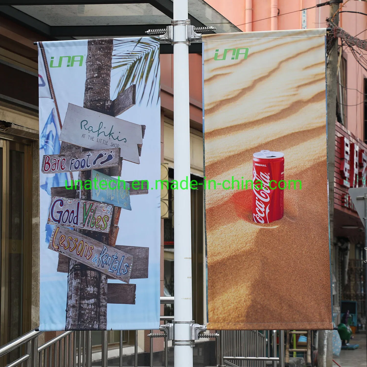 Street Lamp Pole Banner Stainless Steel Brackets Advertising Poster Rod