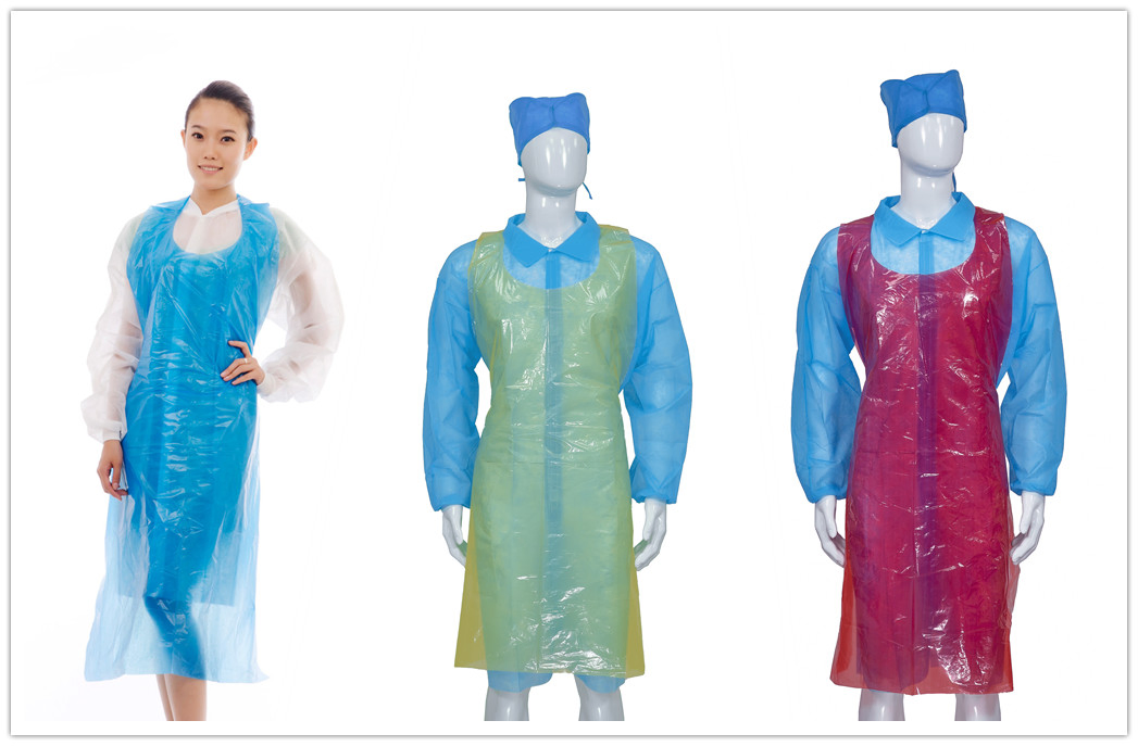 Oil-Proof Disposable PE Plastic Sleeveless Apron for Food Industry/BBQ/Restaurant/Factory
