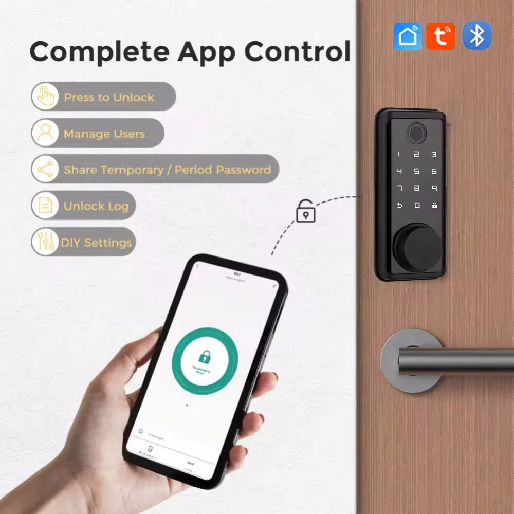 Tuya APP Fingerprint Entrance Password Bluetooth Security Automatic Smart Locks