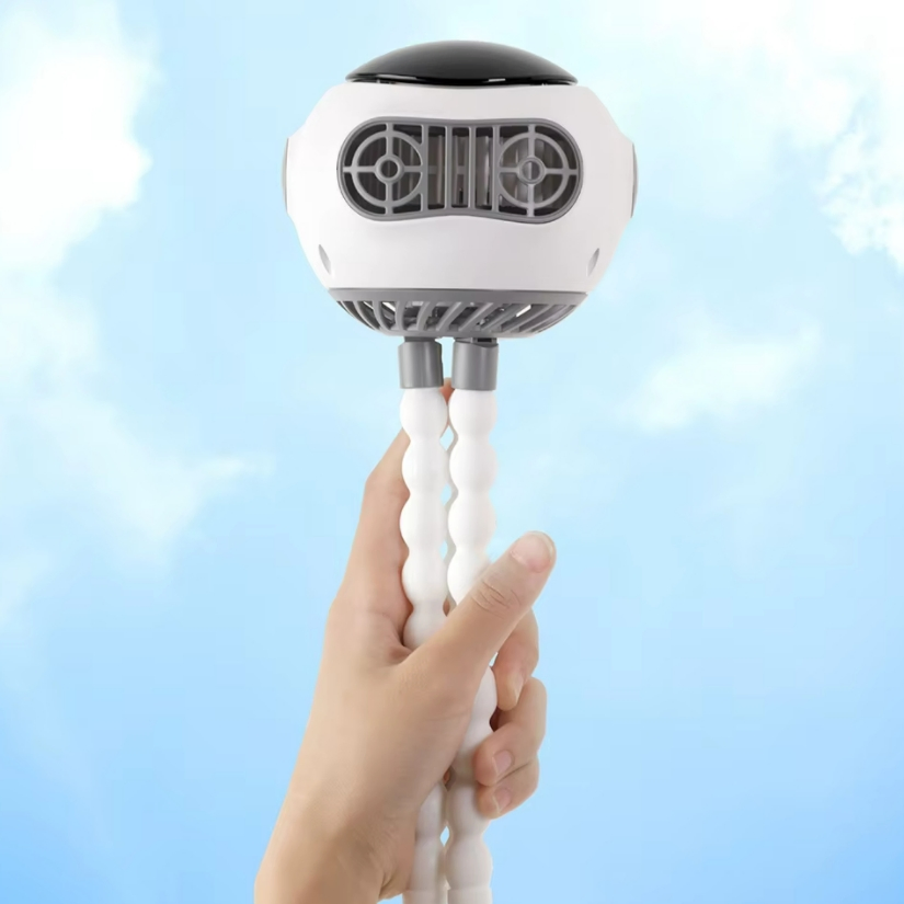 USB-Rechargeable Home Appliance Cute Mini Personal Fan with Flexible Tripod Legs for Desk Use Fan