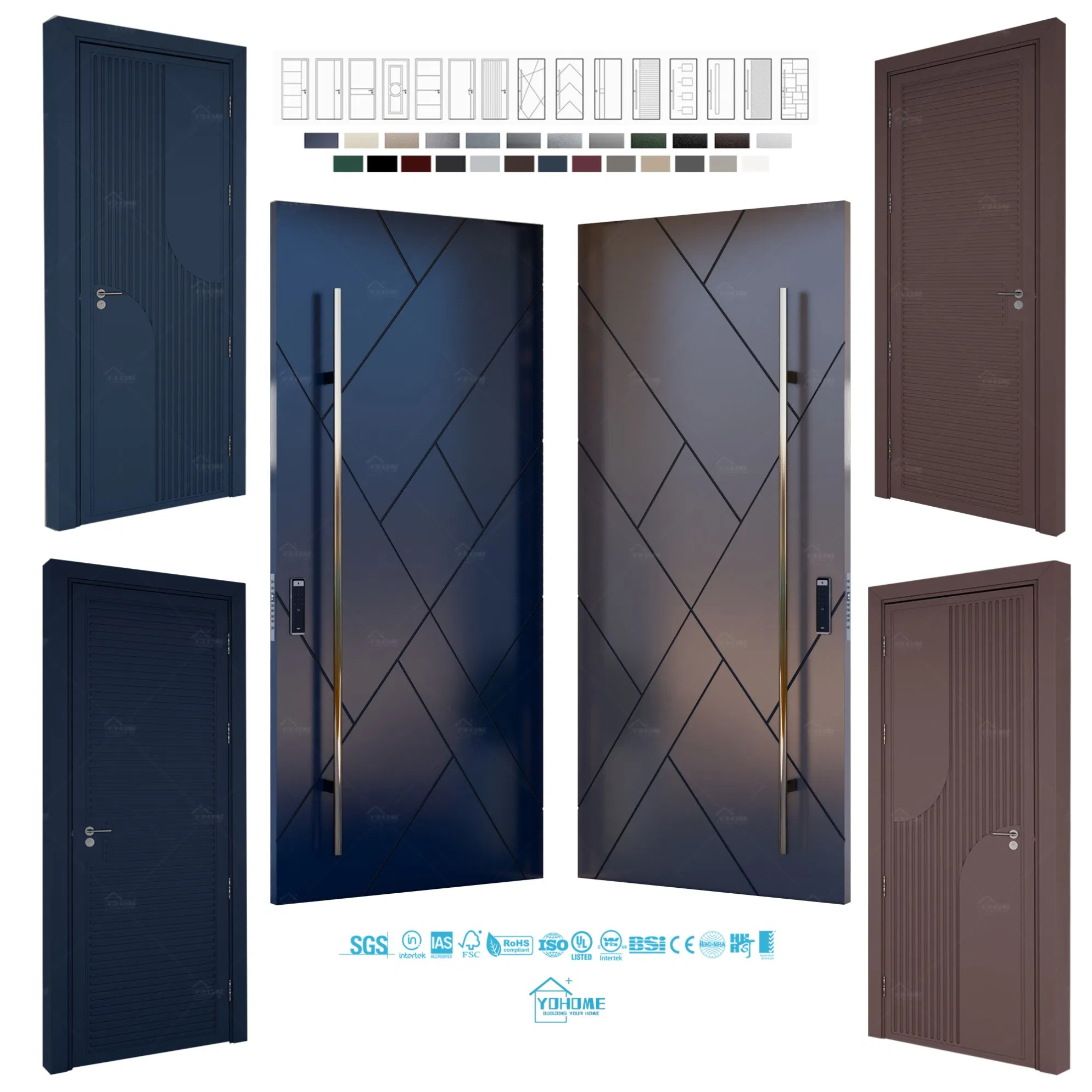 American Approved House Front Door Design Modern Villa Pivot Doors Luxury Aluminum Exterior Door and Interior Door Set