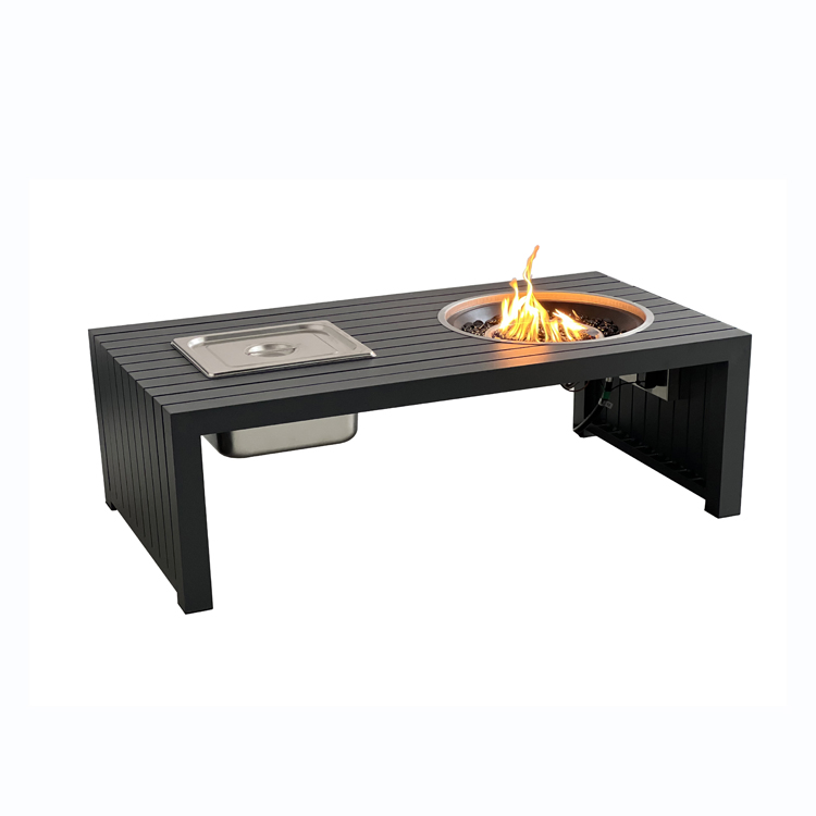 Terrace Courtyard Villa Garden Aluminum Outdoor Coffee Fire Pit Table with Ice Bucket