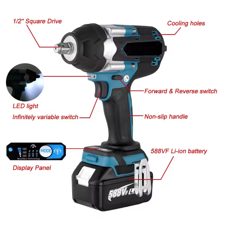 Беспроводной гайковерт Cisvis 20В, 800 Н·м