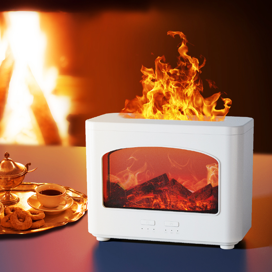 Fireplace Flame Diffuser, Essential Oil Diffuser, 240ml Cool Mist Humidifier for Bedroom