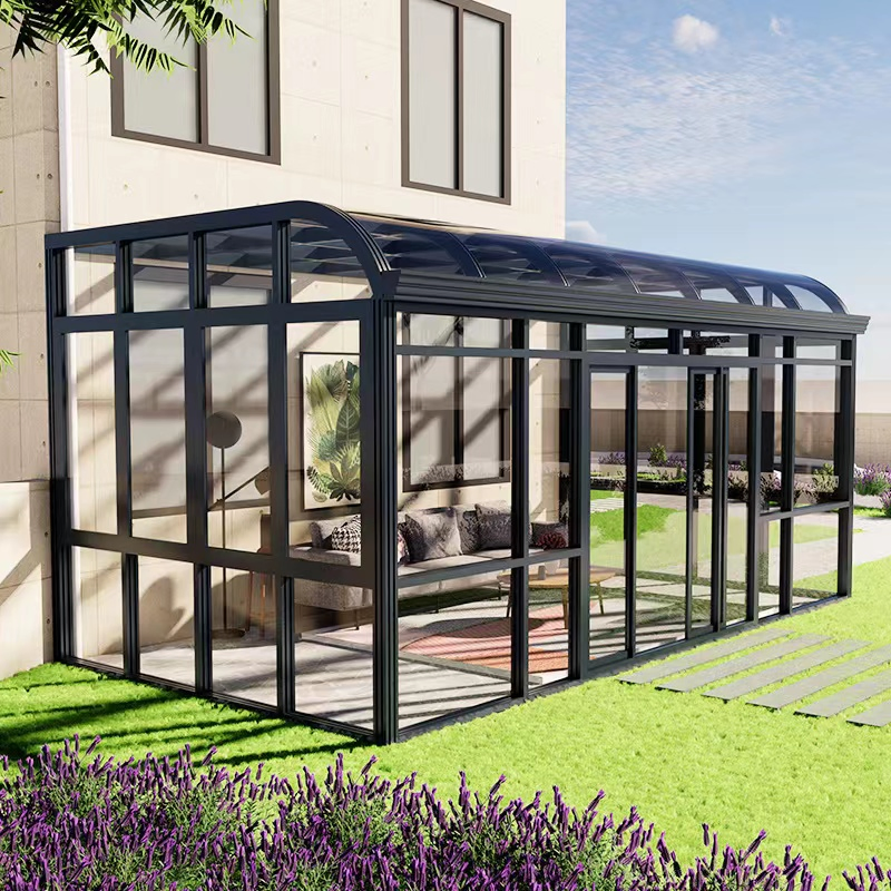 New Customized Modern Aluminum Flat Pack Three Four Season Garden Sun Porch Room Glass Patio Enclosures Conservatory Addition Sunroom