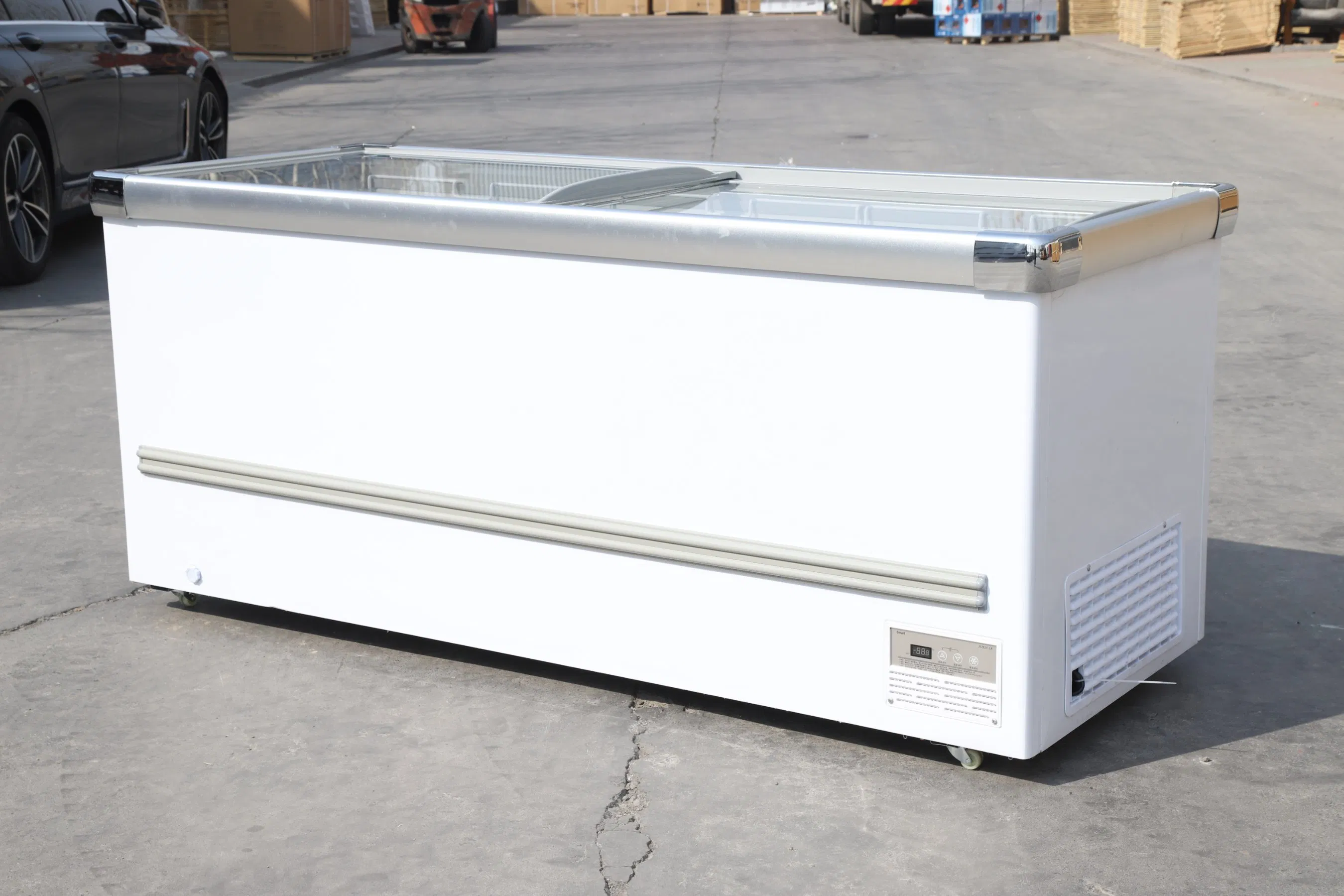 Refrigeration Equipment Commercial Curved Glass Door Ice Cream Chest Freezer Ice Cream Display Fridges Showcase Refrigerator