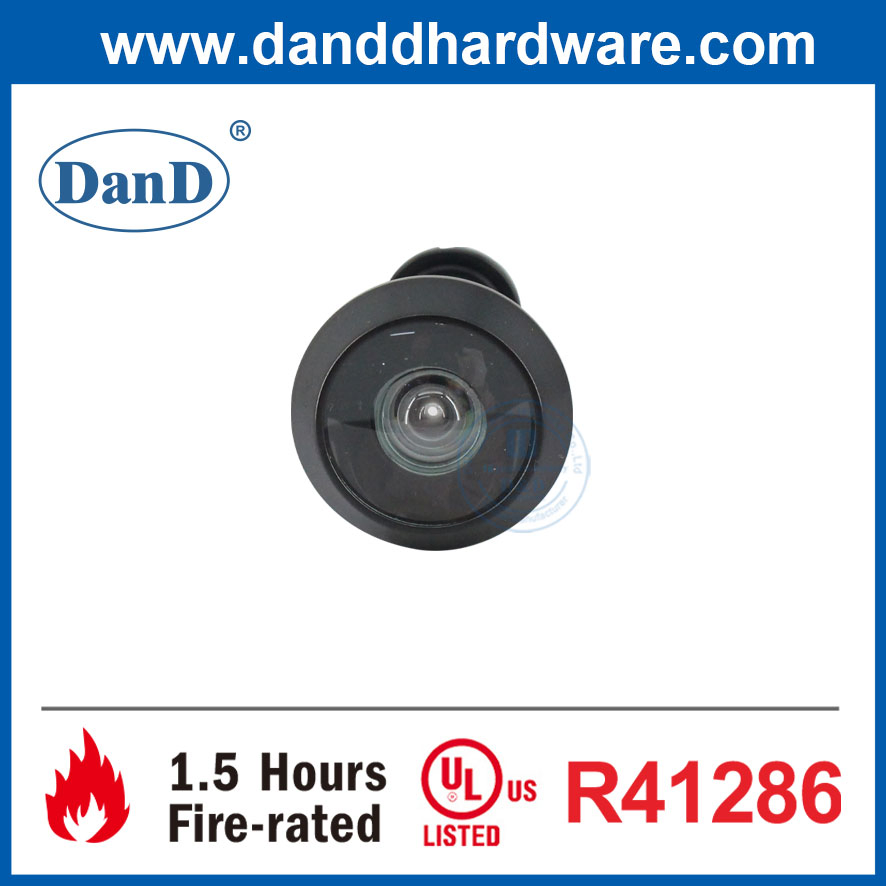 Door Window Hardware Security Accessory Matte Black UL Listed Door Knocker Peephole Fire Rated Spyhole 180 Degree Visor Brass Door Eye Hole Viewer