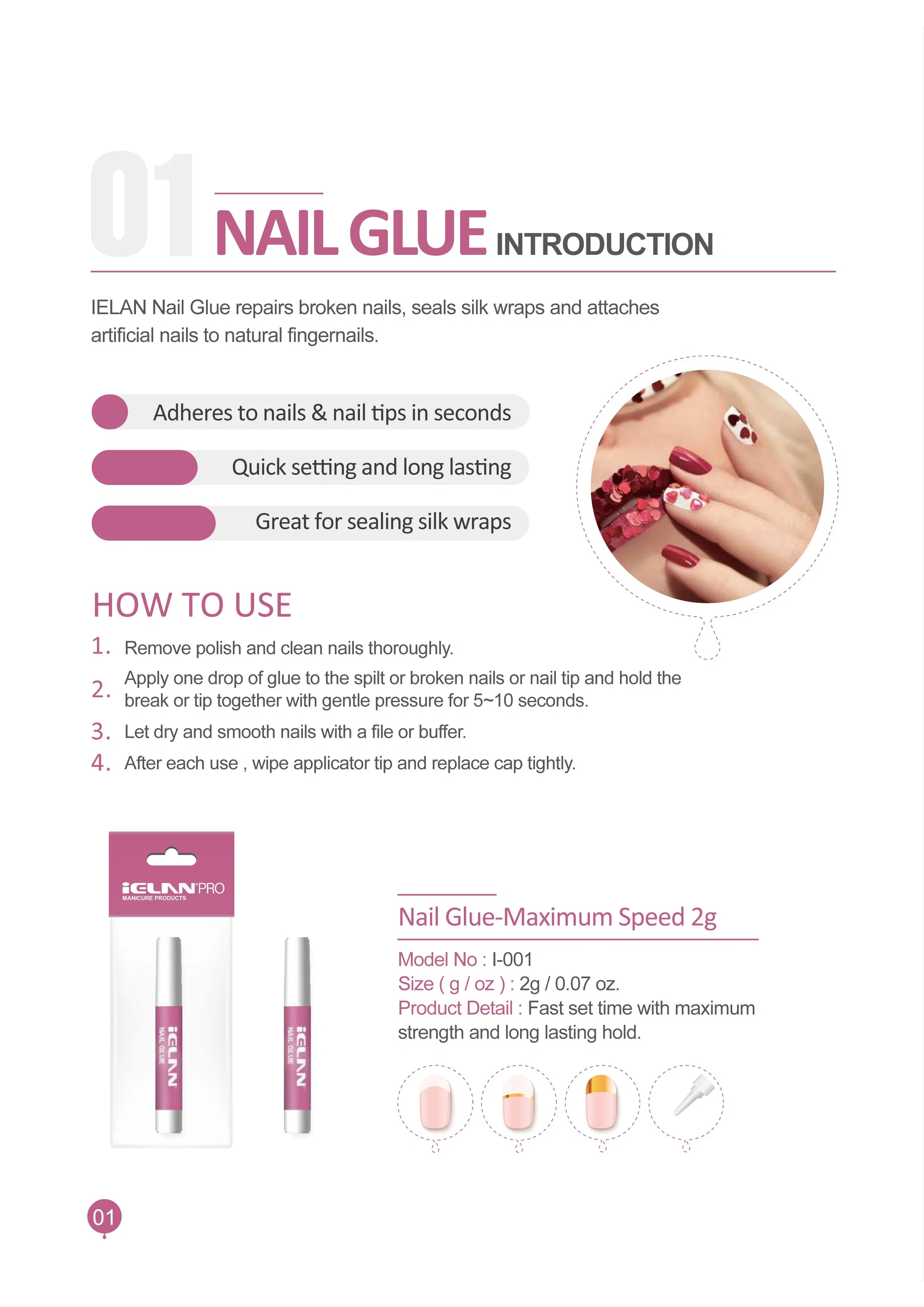 Beauty Pink Direct Supply Export Quality Nail Foil Adhesive for Broken Nail